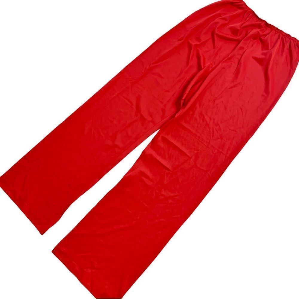 Vivid Vintage 1970s Bright Coral Orange Red Elastic Waist Lounge Pants
